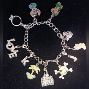 Auth. DISNEY Vintage Charm Bracelet, 11 Charms, Excellent Condition